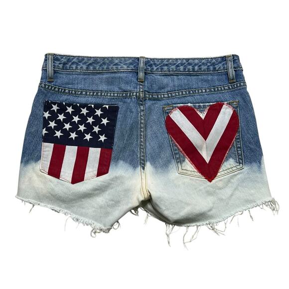 Banana Republic Custom Made Ombré Denim Jean Shorts - Heart Flag Back Pocket - 6